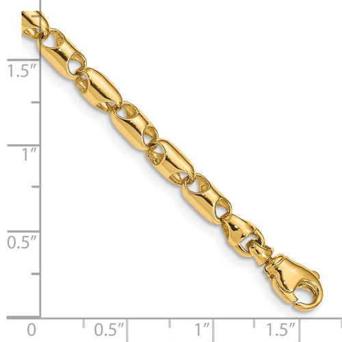 24" 14K Yellow Gold 4.1mm Fancy Barrel Link Chain Necklace