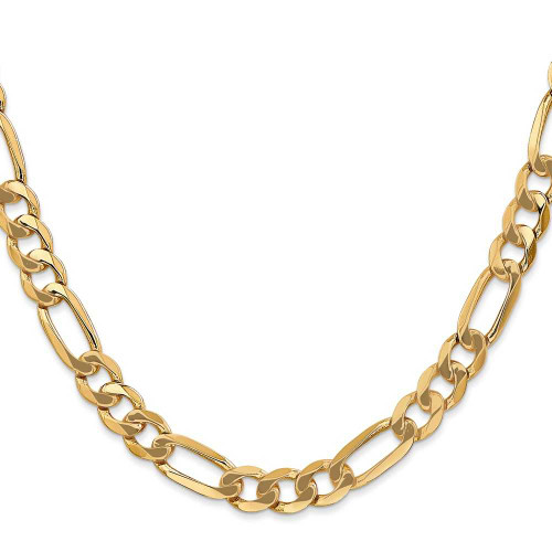 Image of 24" 14K Yellow Gold 7mm Flat Figaro Chain Necklace