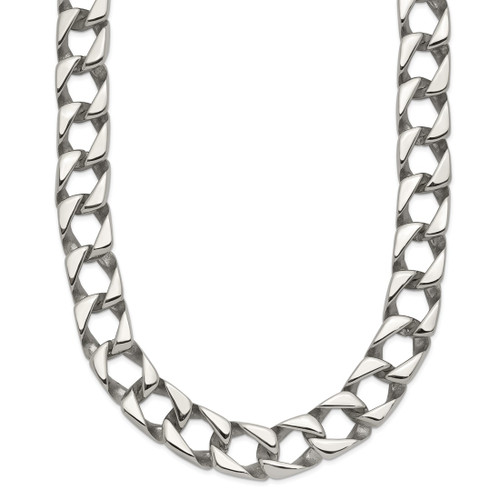 24 inch Stainless Steel 9mm Polished Square Link Chain Necklace