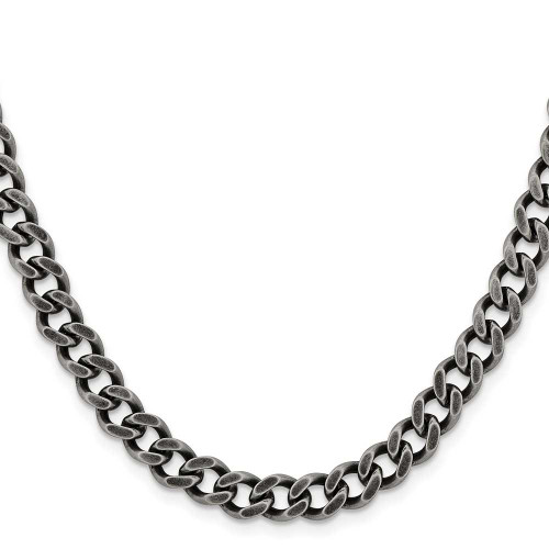 Image of 24" Stainless Steel Oxidized 7.5mm Curb Chain Necklace