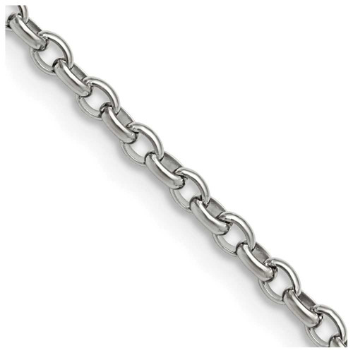Image of 24" Stainless Steel Polished 3.2mm Cable Chain Necklace