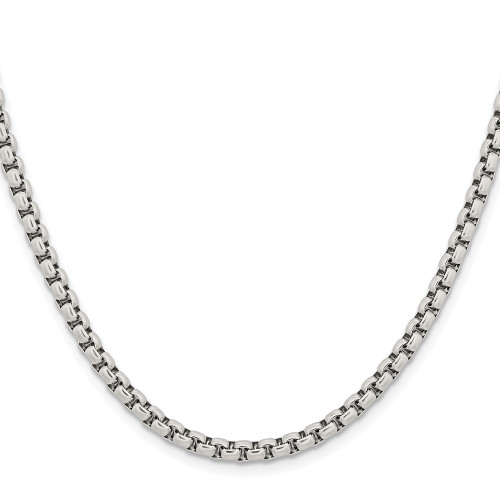 24" Stainless Steel Polished 3.9mm Rounded Box Chain Necklace