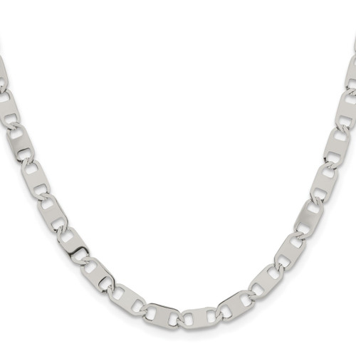 24 inch Stainless Steel Polished 5mm Anchor Chain Necklace