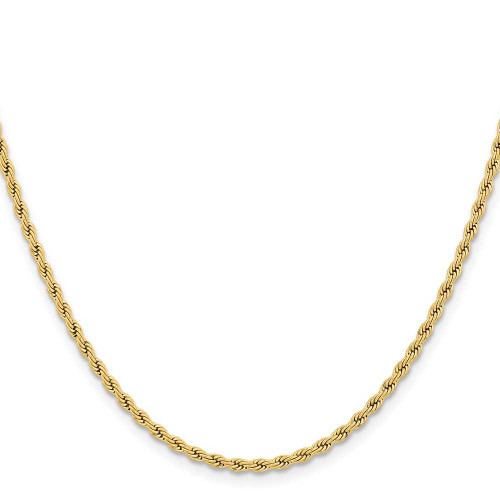 Image of 24" Stainless Steel Polished Yellow IP-plated 2.4mm Rope Chain Necklace
