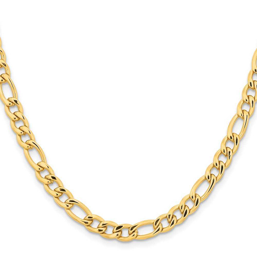 Image of 24" Stainless Steel Polished Yellow IP-plated 6.3mm Figaro Chain Necklace