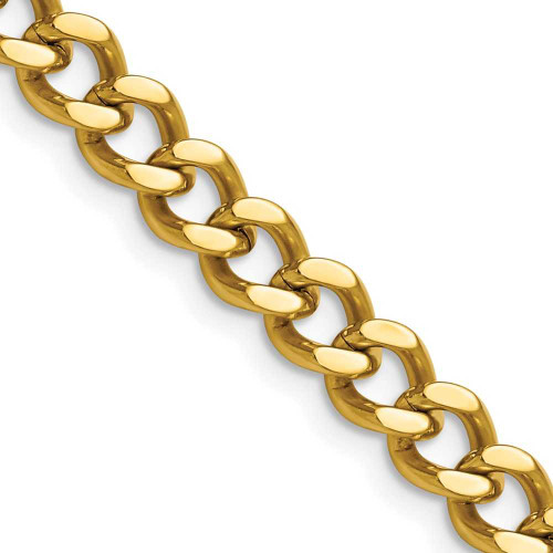 Image of 24" Stainless Steel Polished Yellow IP-plated 7.5mm Curb Chain Necklace