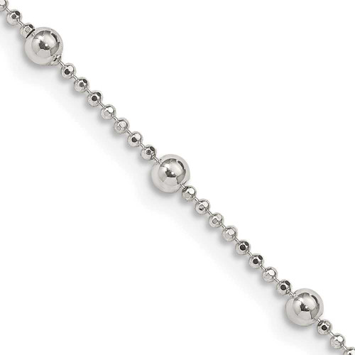 Image of 24" Sterling Silver 1.15mm Diamond-cut Fancy Beaded Chain Necklace