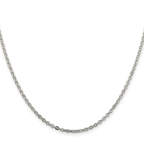 24" Sterling Silver 2mm Flat Link Cable Chain Necklace