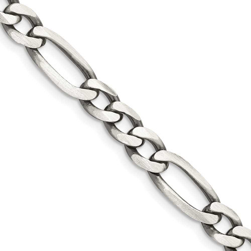 Image of 24" Sterling Silver Antiqued 6.5mm Figaro Chain Necklace