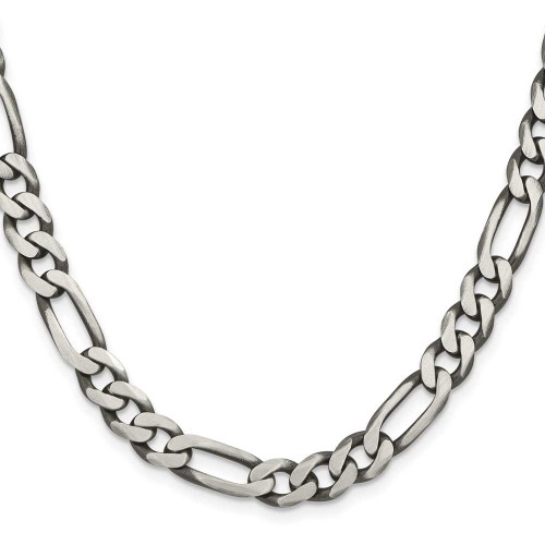 Image of 24" Sterling Silver Antiqued 7.75mm Figaro Chain Necklace