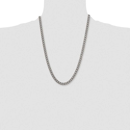 Image of 24" Titanium Polished 7.5mm Curb Chain Necklace