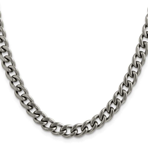 Image of 24" Titanium Polished 7.5mm Curb Chain Necklace with Lobster Clasp