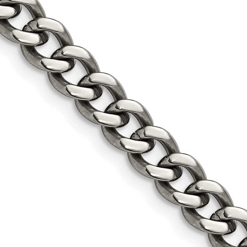 Image of 24" Titanium Polished 7.5mm Curb Chain Necklace with Lobster Clasp