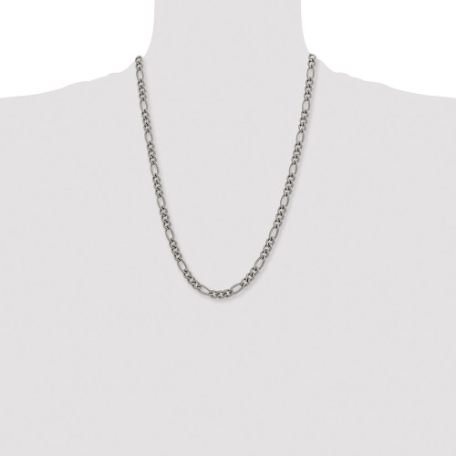 Image of 24" Titanium Polished 7mm Figaro Chain Necklace