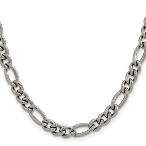 Image of 24" Titanium Polished 7mm Figaro Chain Necklace with Lobster Clasp