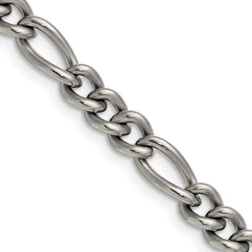Image of 24" Titanium Polished 7mm Figaro Chain Necklace with Lobster Clasp