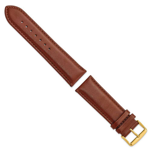 Image of 24mm 7.5" Havana Leather Chrono Gold-tone Buckle Watch Band