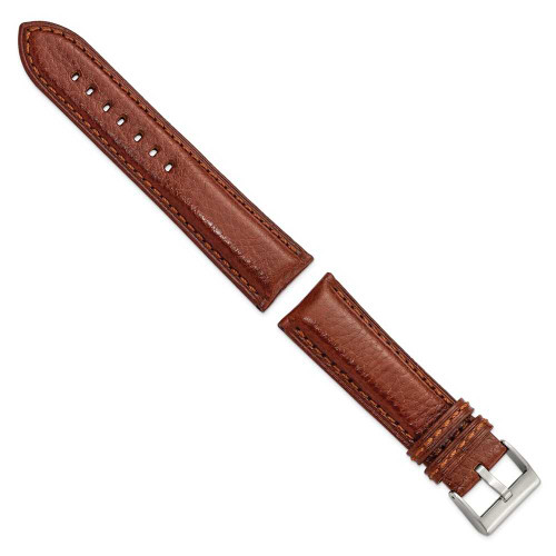 Image of 24mm 7.75" Brushed Stainless Steel Buckle Havana Belting Leather Watch Band