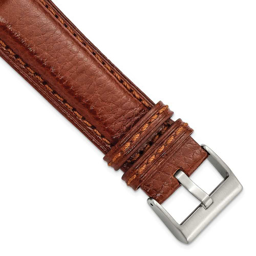 Image of 24mm 7.75" Brushed Stainless Steel Buckle Havana Belting Leather Watch Band