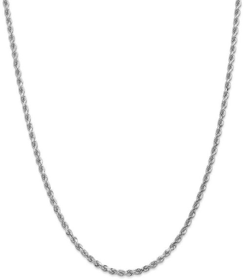 Image of 26" 10K White Gold 3mm Diamond-cut Rope Chain Necklace