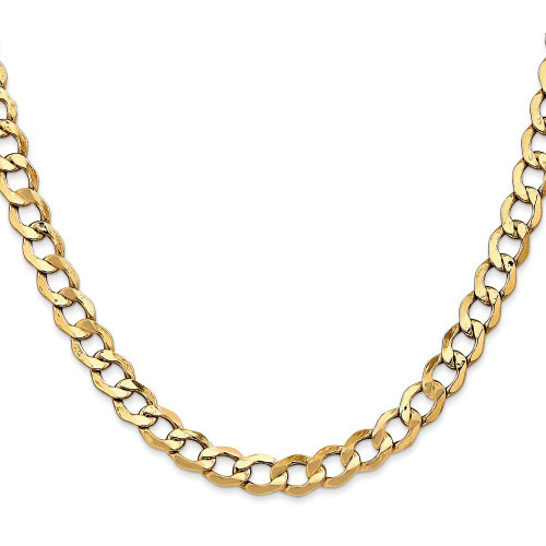 Image of 26" 10K Yellow Gold 6.5mm Semi-Solid Curb Link Chain Necklace