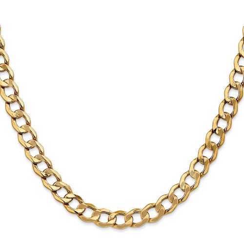 Image of 26" 10K Yellow Gold 7mm Semi-Solid Curb Link Chain Necklace