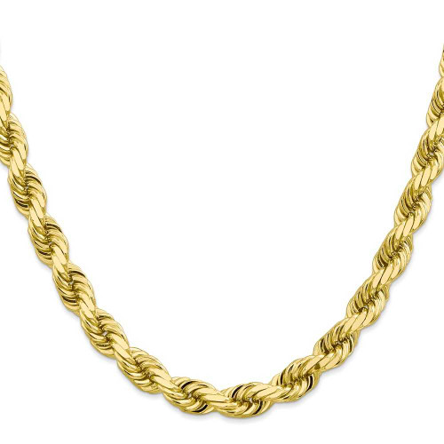 Image of 26" 10K Yellow Gold 8mm Diamond-cut Rope Chain Necklace