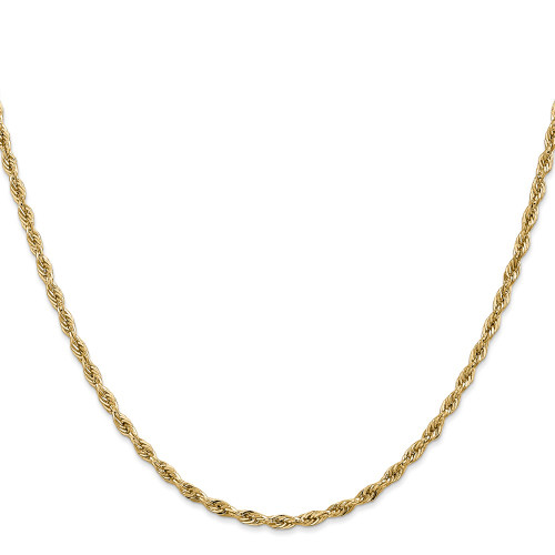 26" 14K Yellow Gold 2.8mm Semi-Solid Rope Chain Necklace