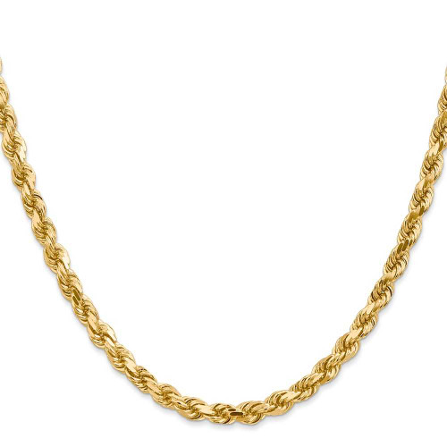 Image of 26" 14K Yellow Gold 4.5mm Diamond-cut Rope with Lobster Clasp Chain Necklace