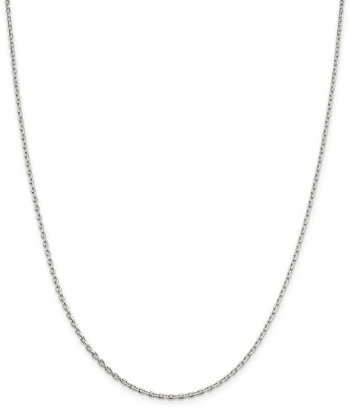 26" Sterling Silver 2mm Beveled Oval Cable Chain Necklace