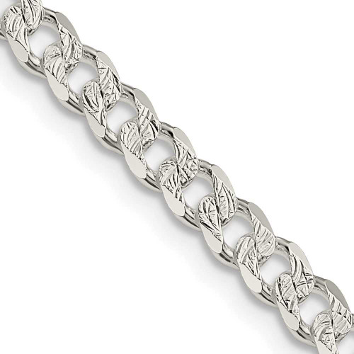 Image of 26" Sterling Silver 4.5mm Pave Curb Chain Necklace