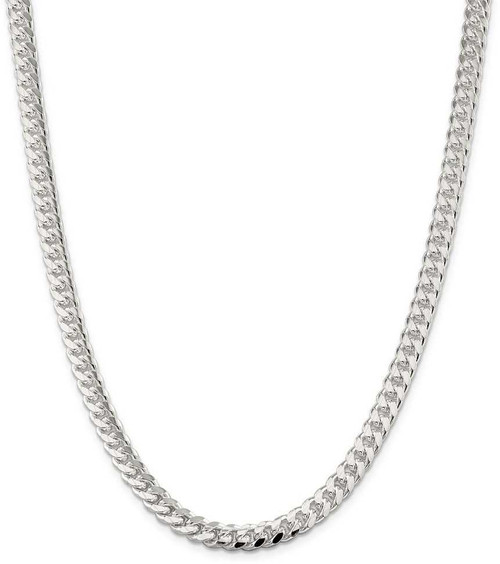 Image of 26" Sterling Silver 7mm Domed w/ Side Diamond-cut Curb Chain Necklace