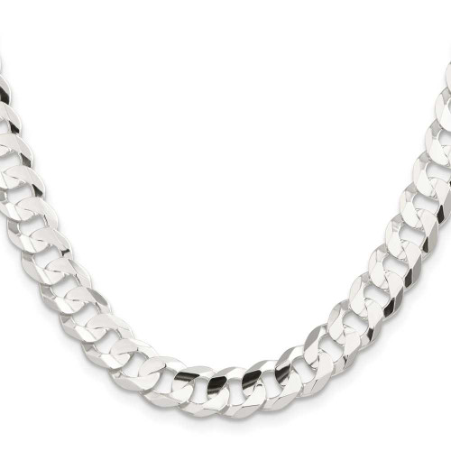 Image of 26" Sterling Silver 9.75mm Concave Beveled Curb Chain Necklace