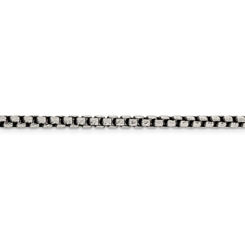 Image of 26" Sterling Silver Antiqued 3.5mm Diamond-cut Round Box Chain Necklace