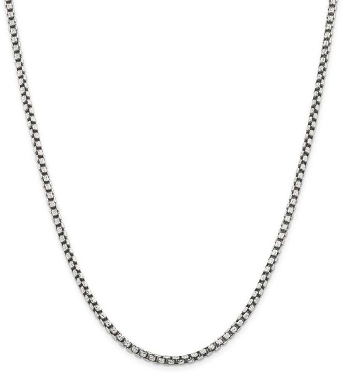 Image of 26" Sterling Silver Antiqued 3.5mm Diamond-cut Round Box Chain Necklace