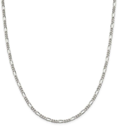 Image of 26" Sterling Silver Rhodium-plated 4mm Figaro Chain Necklace