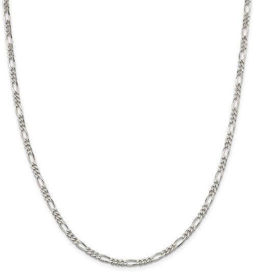 26" Sterling Silver Rhodium-plated 4mm Figaro Chain Necklace