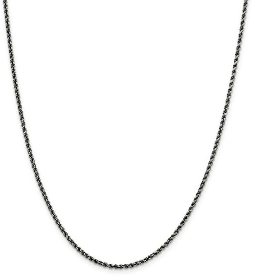 Image of 26" Sterling Silver Ruthenium-plated 2.3mm Rope Chain Necklace