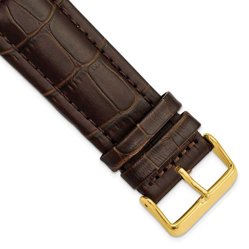 Image of 26mm 7.5" Brown Matte Alligator Style Grain Leather Gold-tone Buckle Watch Band