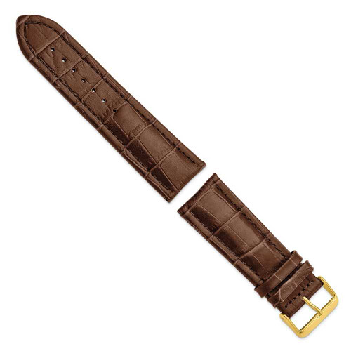 Image of 26mm 7.5" Havana Matte Alligator Style Grain Leather Gold-tone Buckle Watch Band