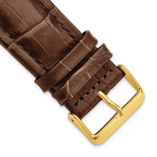 Image of 26mm 7.5" Havana Matte Alligator Style Grain Leather Gold-tone Buckle Watch Band