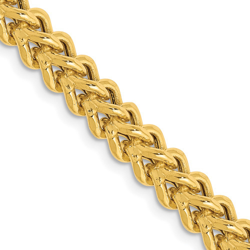 28" 14K Yellow Gold 4.5mm Semi-Solid Franco Chain Necklace