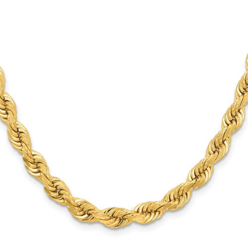 Image of 28" 14K Yellow Gold 6.5mm Diamond-cut Rope with Fancy Lobster Clasp Chain Necklace