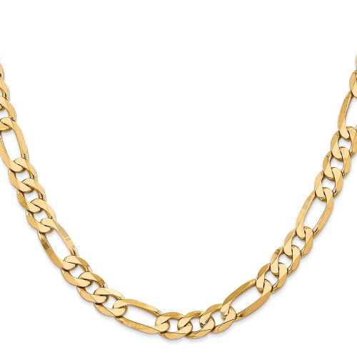 Image of 28" 14K Yellow Gold 7.5mm Flat Figaro Chain Necklace