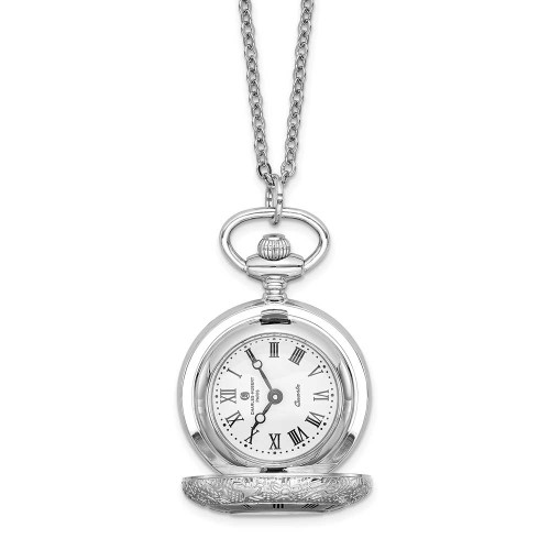 Image of 28" Charles Hubert Chrome-finish Floral Design Pendant Watch Necklace XWA4444