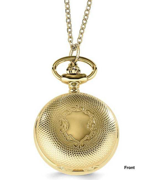 Image of 28" Charles Hubert Gold-finish Quilted Design Pendant Watch Necklace