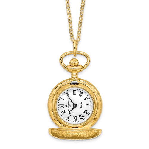Image of 28" Charles Hubert Gold-finish Scroll Design Pendant Watch Necklace