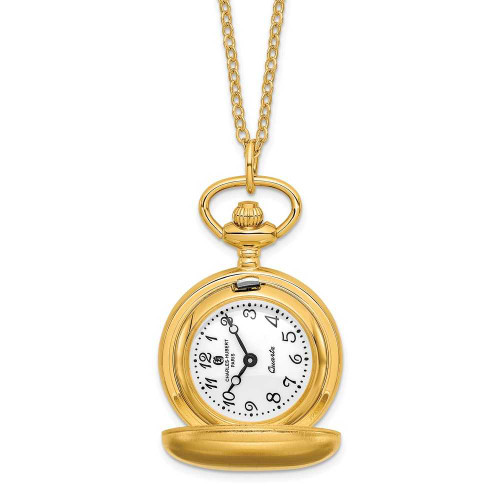 Image of 28" Ladies Charles Hubert Satin Gold-finish Brass Pendant Watch Necklace