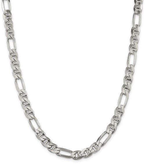 28" Sterling Silver 7.75mm Figaro Anchor Chain Necklace