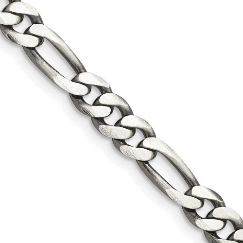 Image of 28" Sterling Silver Antiqued 5.5mm Figaro Chain Necklace